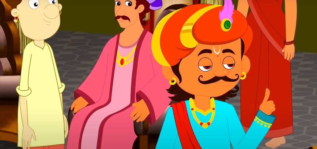 வாசலில் செல்வம் அக்பர் பீர்பால் கதைகள்-Akbar Birbal Story:- அக்பர் அரசவையில் செல்வம் என்ற வேலையாள் ஒருவன் வேலை செய்து வந்தான். ஒருமுறை அரசவை நடந்து கொண்டிருக்கும் பொழுது அக்பருக்கு நீர் கொண்டு வந்த அவன் தவறுதலாக அரசரின் மேல் நீரை சிந்தி விட்டான்.