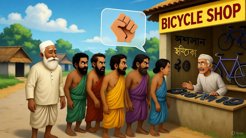 The Crowd Challenges the Shopkeeper