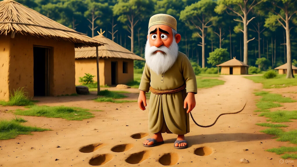 Mulla Worrying and Following the Donkey's Tracks