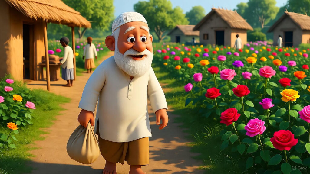 Mulla Walking and Spotting the Rose Garden