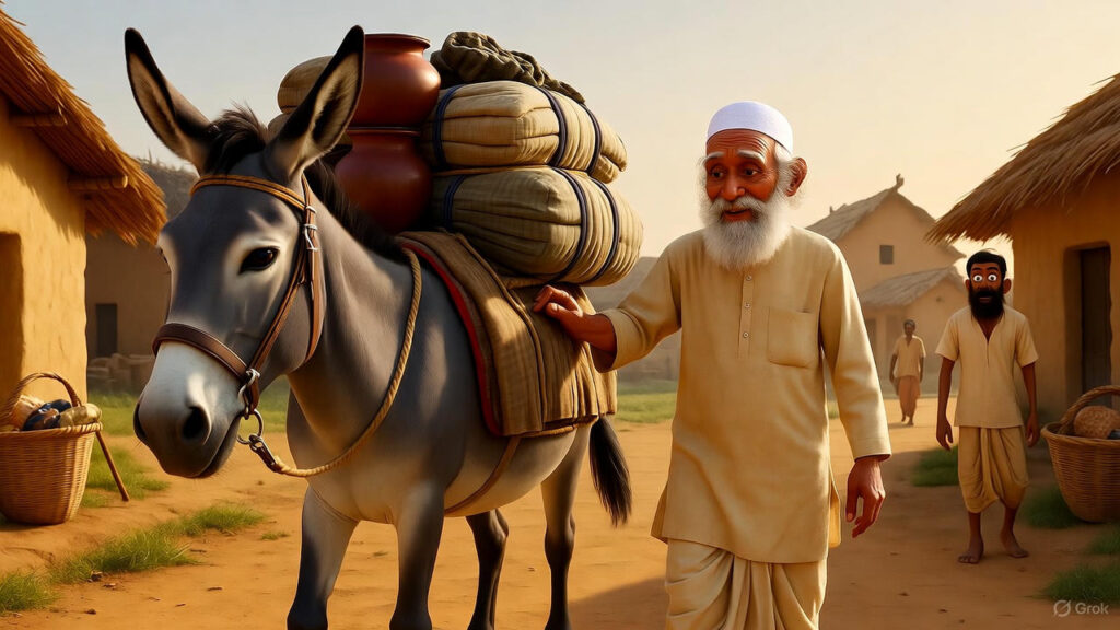 Mulla's Calm Response and Loading the Donkey