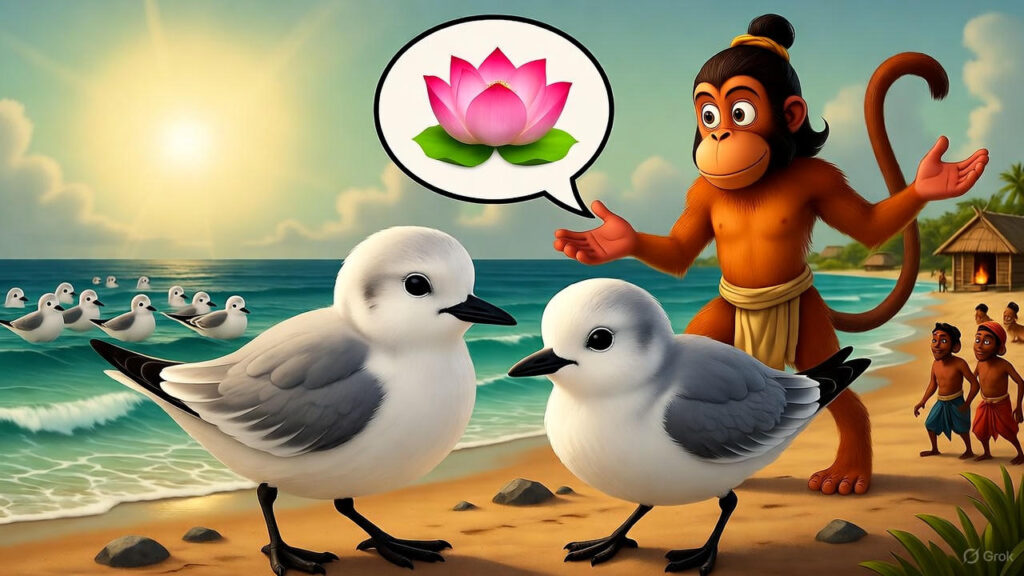 Birds Approach and Worship Hanuman