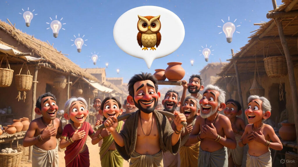 The Disguised Thief Talks to Villagers