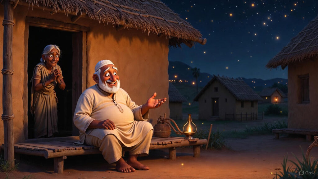 Wife Emerges, Mulla Sits on Veranda Insisting He's Away