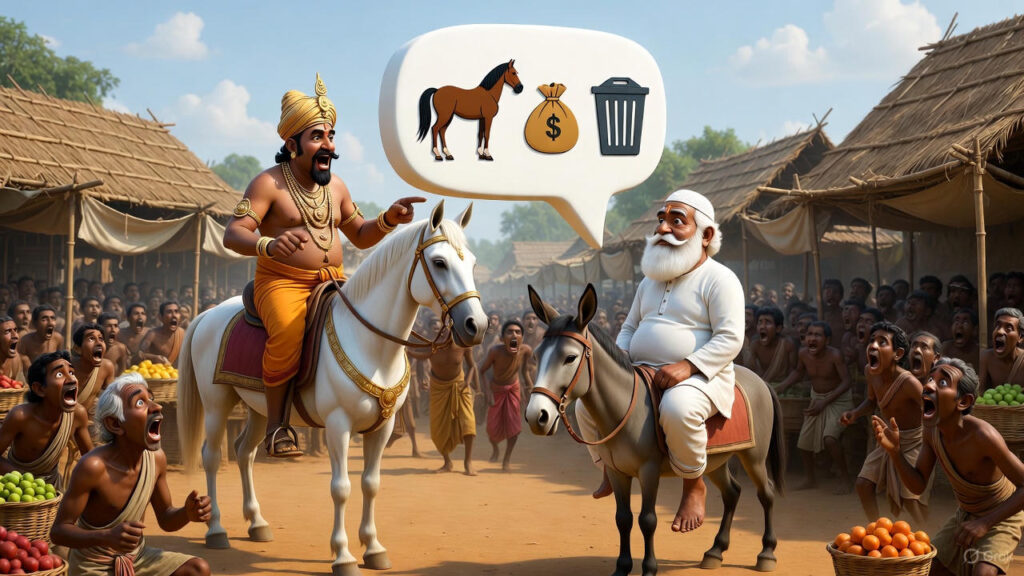 The Rich Merchant Taunts Mulla in the Crowded Market