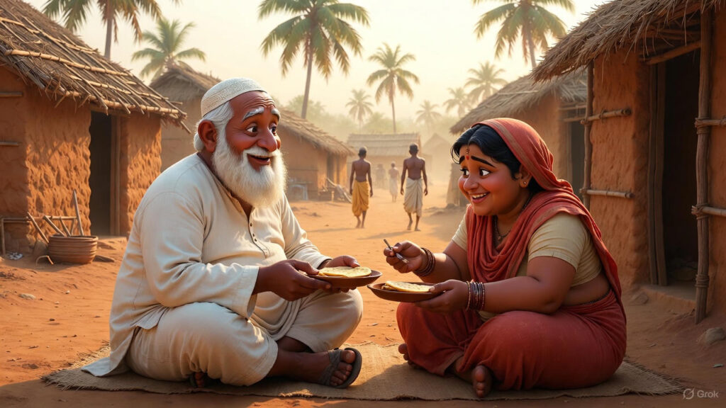 Mulla and His Wife Living Happily in Their Poor Hut
