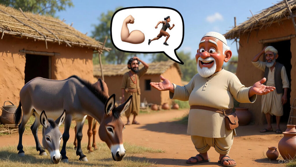 Mulla offers the merchant to choose the 'better' donkey