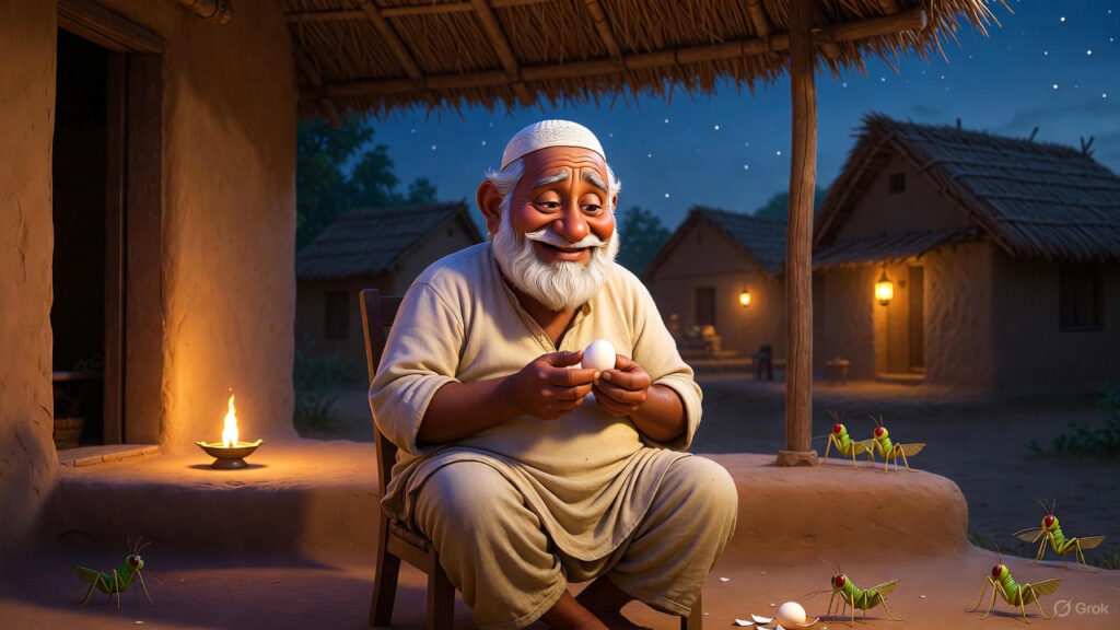 Mulla Eating the Eggs Outside