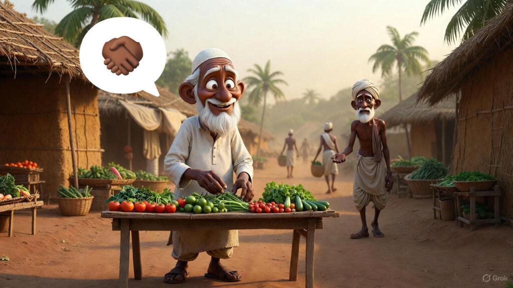 Mulla Working at the Market and Meeting His Old Friend