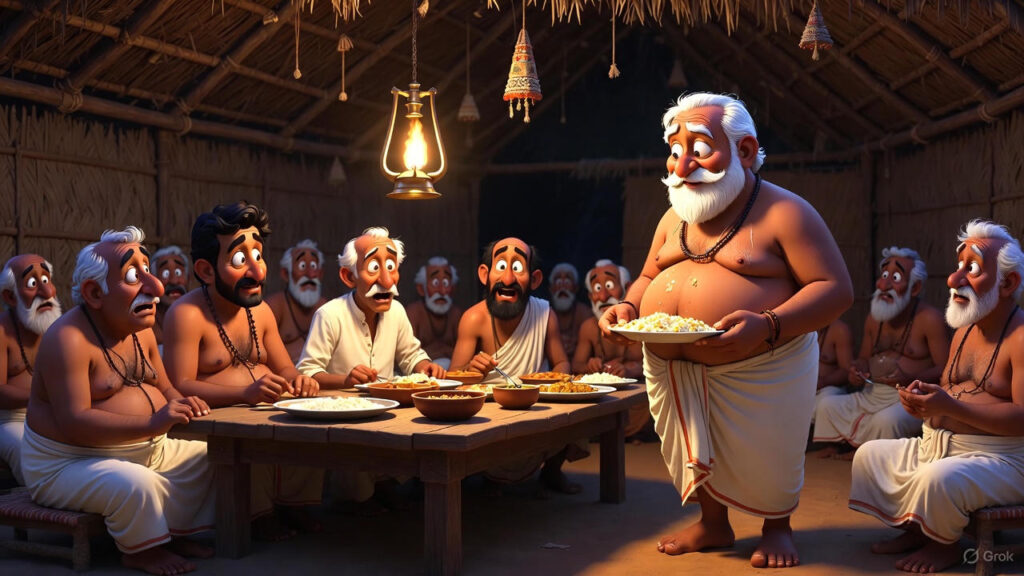 Poor Friend in Good Clothes at Table, Mulla Serves (Eighth paragraph)