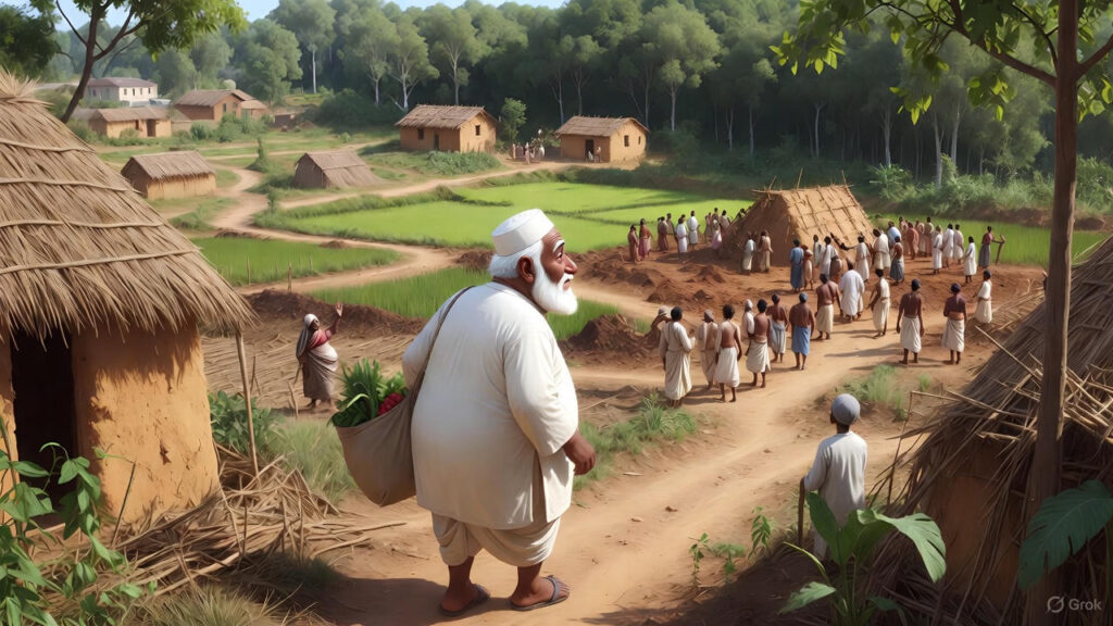 Mulla Returning from Market and Spotting the Crowd