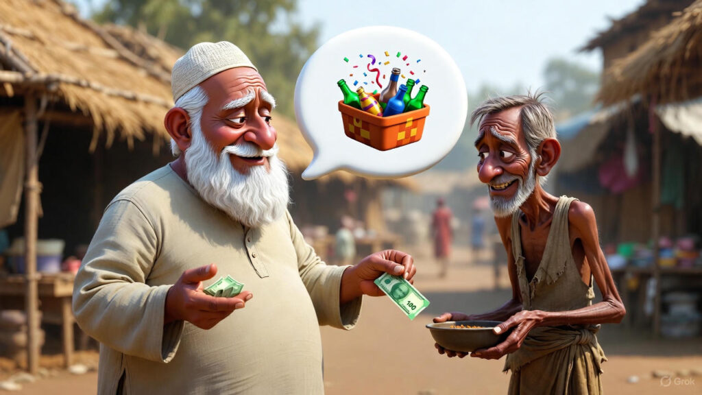 Mulla Questions the First Beggar and Gives Him 100 Rupees