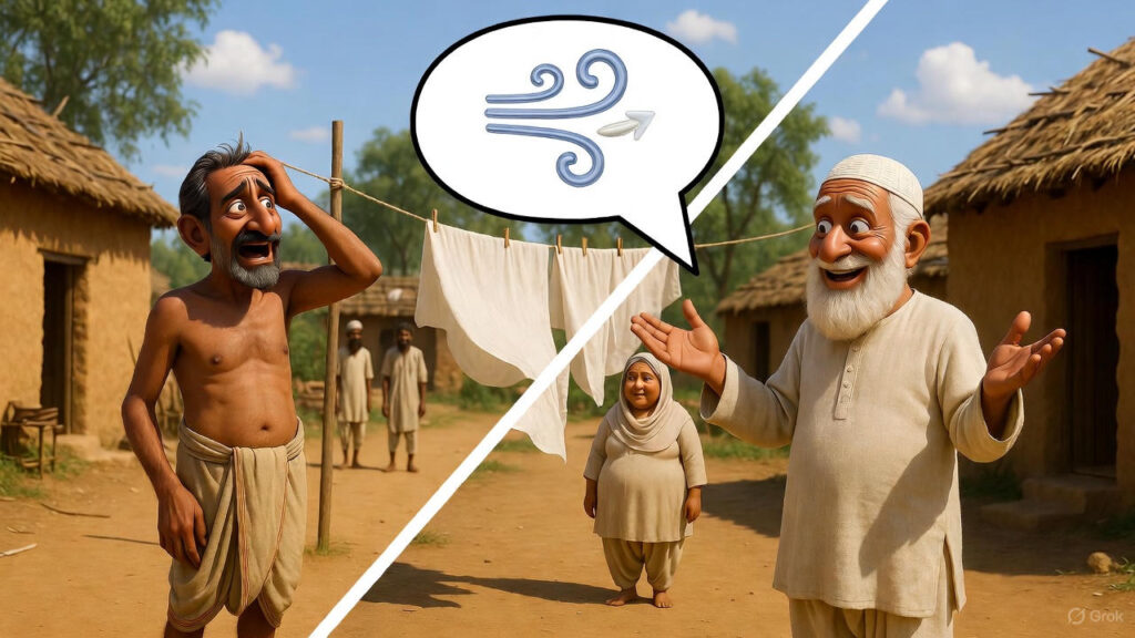 Mulla Explains the "Wind-Drying" Excuse to the Confused Merchant