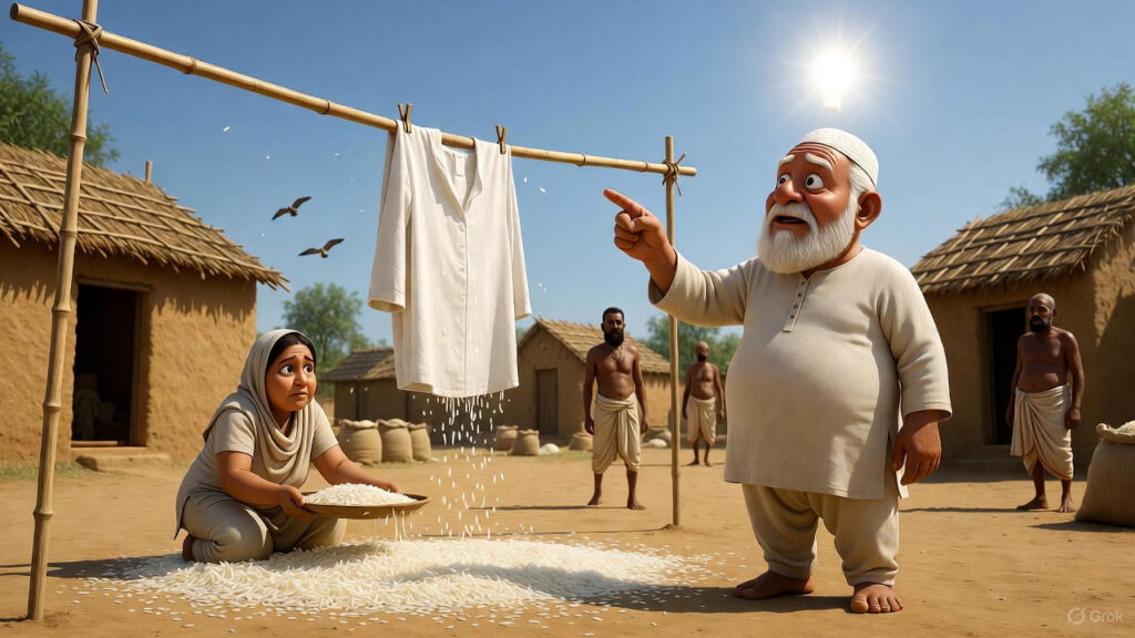 Mulla Spots the Wet Rice and Gets an Idea