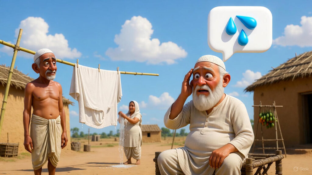 Mulla's Shock and Polite Excuse About the Wet Jubbah