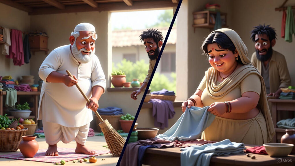 Mulla and Wife Do Household Chores