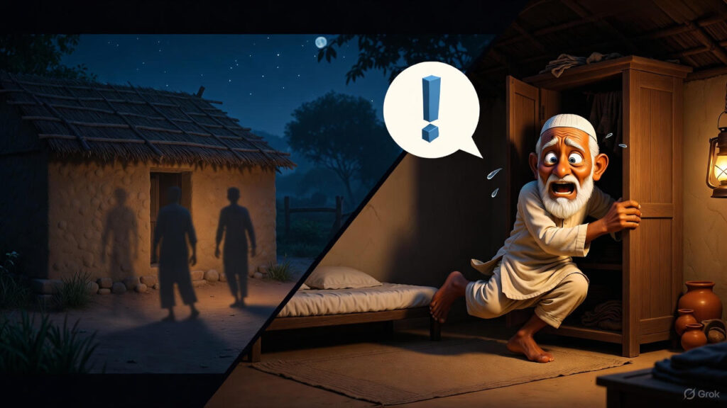 Mulla Hides in Panic in the Cupboard