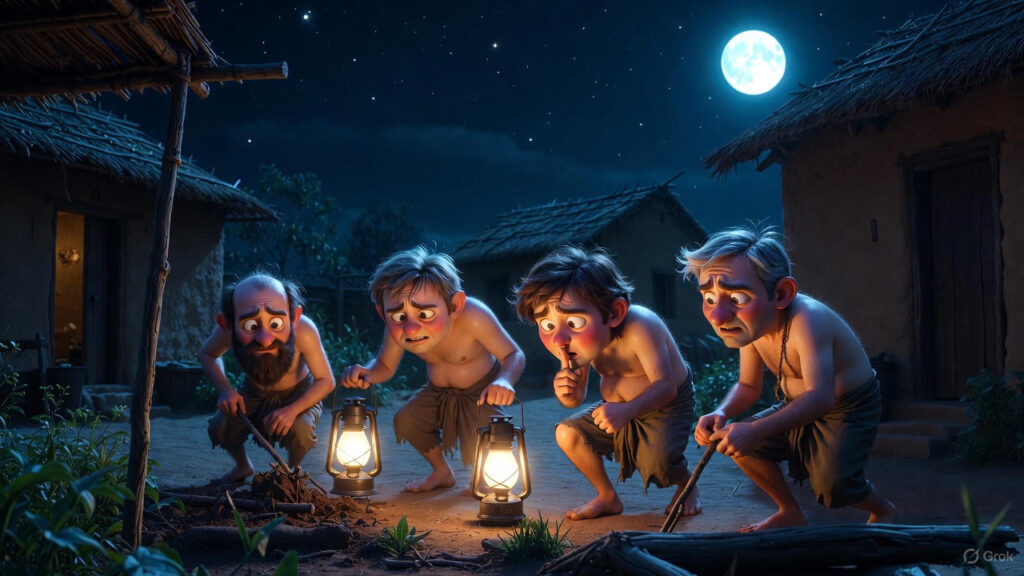 Thieves Sneak to Mulla's Garden at Night