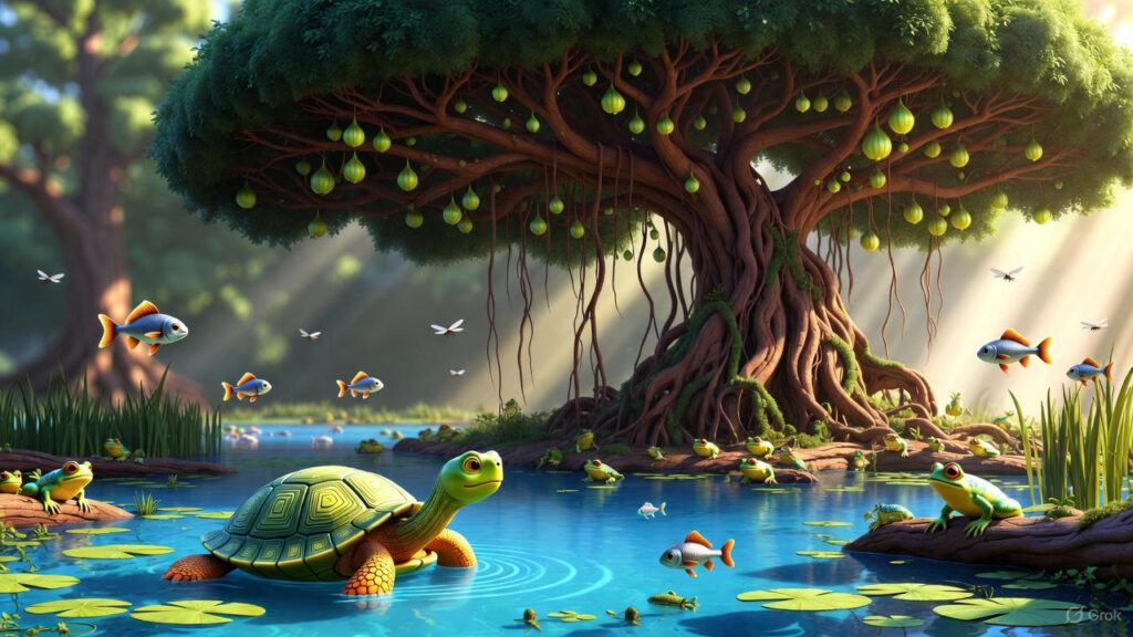 The Serene Pond Beside the Tree