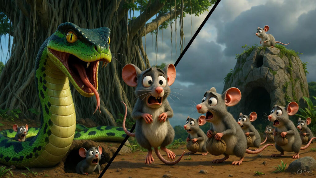 The Snake's Daily Hunt and the Mice's Escape