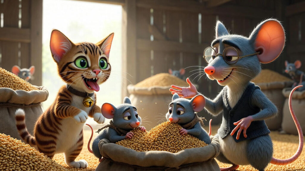 The Mouse Offers Help and Feeds the Cat