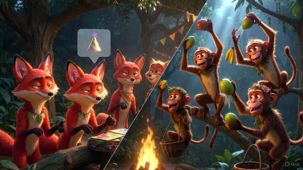 Foxes and Monkeys Offer Their Help